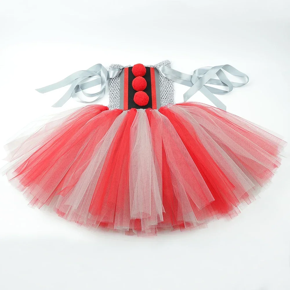 Trajes assustadores do Dia das Bruxas do palhaço para meninas, roupa de vestido tutu, palhaços assustadores, vestidos de carnaval infantil, 1-12t