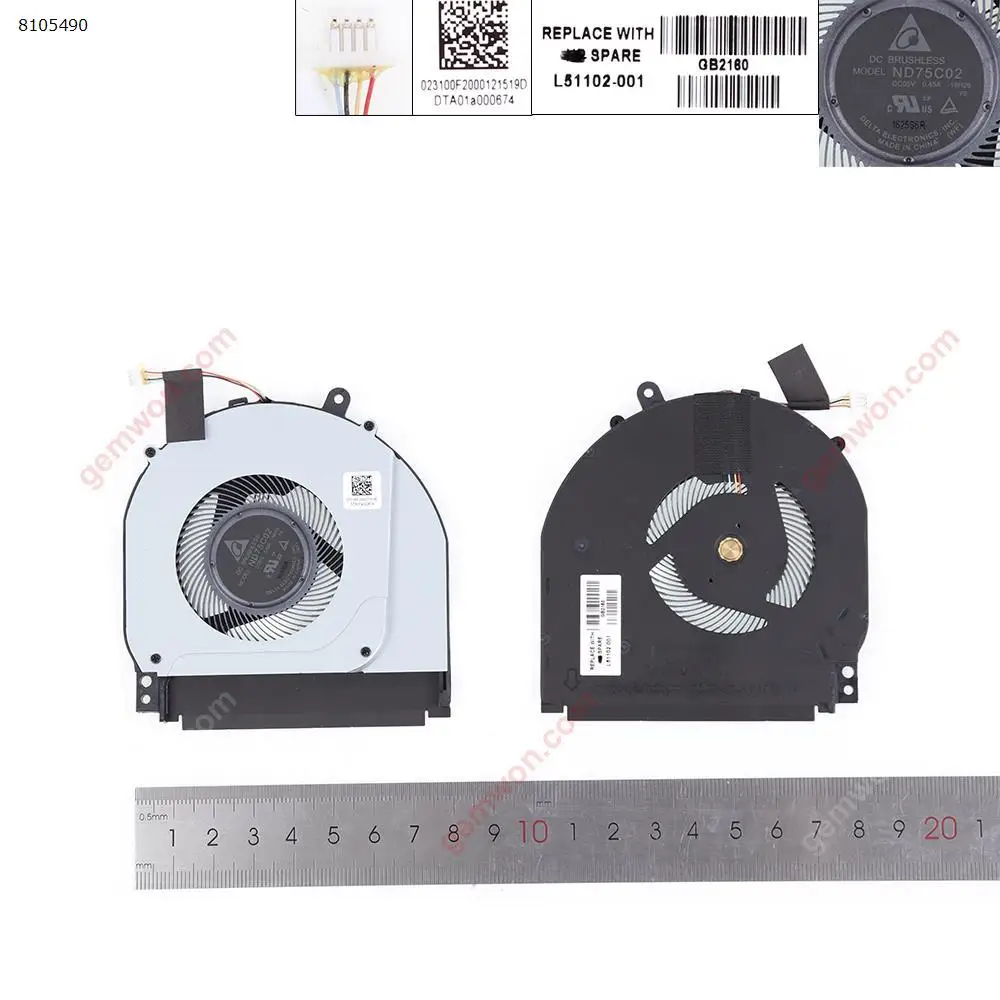 Laptop Cooling Fan for HP 14-dh1036tx 14m-dh tpn-w139