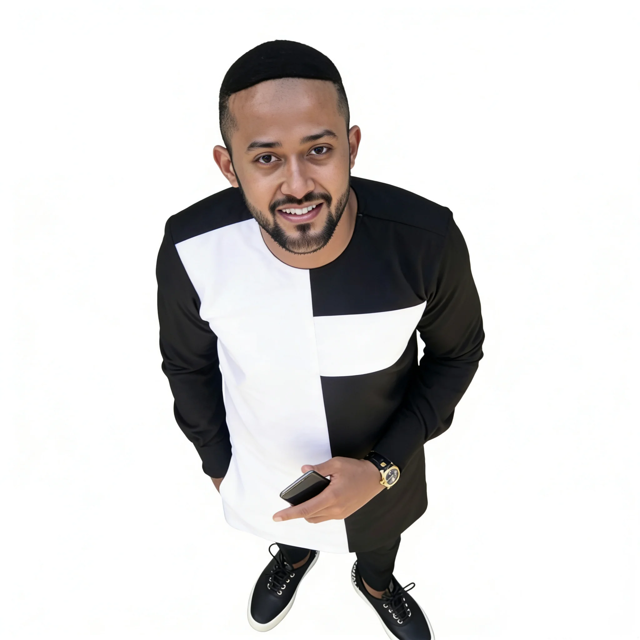 

Original Design African Couture Black Men’s Set Grooms Patchwork Top Shirt With Elastic Waist Pants Traditional Party Outfit