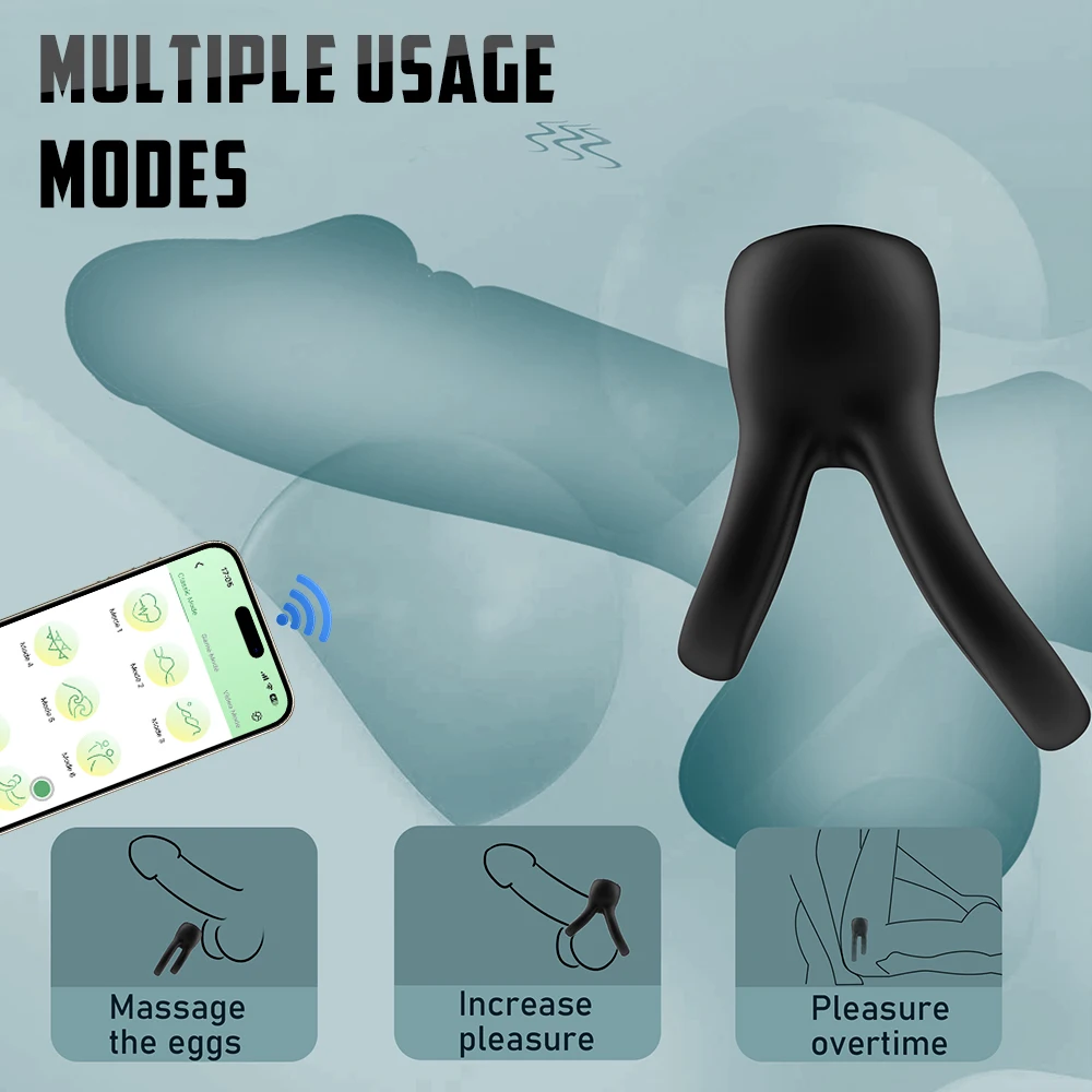 앱 제어 남성 페니스 콕 링 진동기, 사정 지연 진동기, 확대기 코킹 자위기, 성인용 섹스 토이
