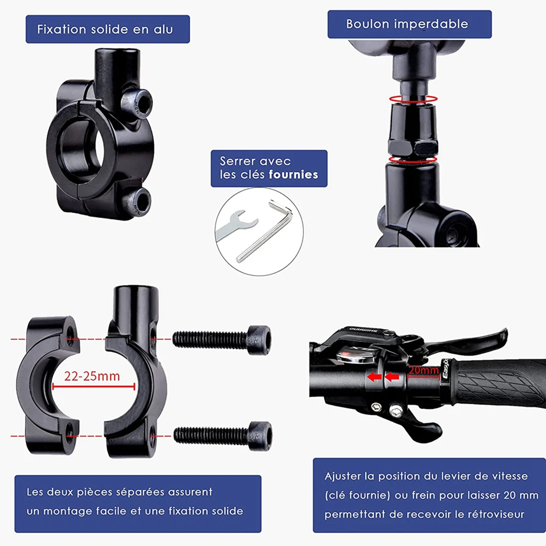 

Bike Mirror 2 PCS - Great Height, Reduced Blind Spot, Excellent Handling On Rough Roads, MTB Cycling Accessories