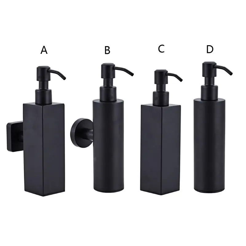 

1pc 200ml Wall Mounted Bathroom Shower Soap and Lotion Dispenser Bottle Pump Stainless Steel Tower Shampoo Dispenser Black