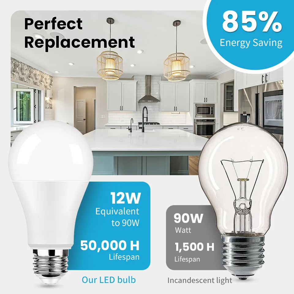 10PCS E27 E14 LED Bulb12W Are Equivalent to 120W Incandescent Lamps, 1200 Lumen Ultra-Bright For Living Room Use