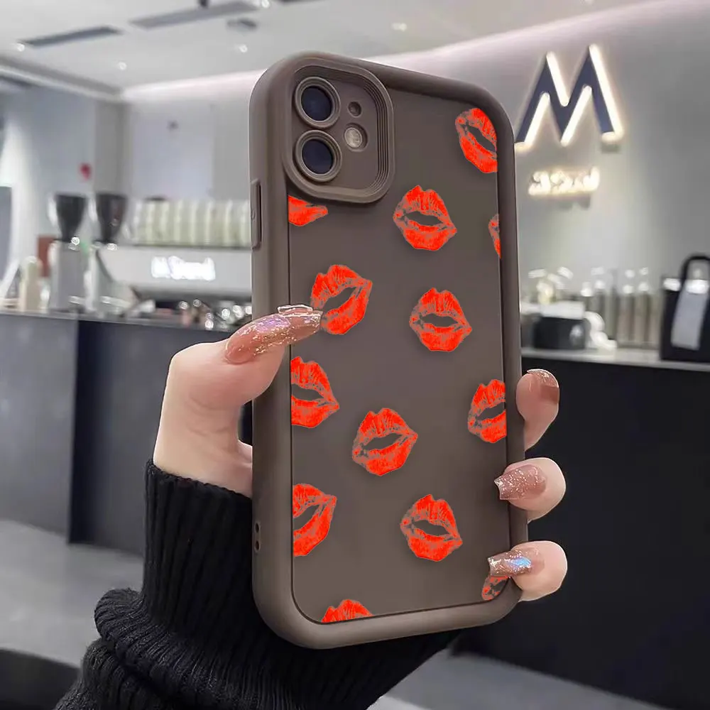 Pretty Sexy Girls Red Lips Luxtury Phone Case For iPhone Apple 15 14 12 13 11 Pro 8 7 SE Plus X XR XS Max Funda Case Capa Shell