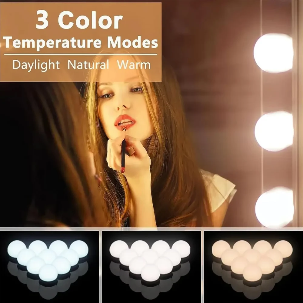 10 bulb mirror headlight LED makeup light rotating winding dimming color matching makeup mirror fill light dressing table