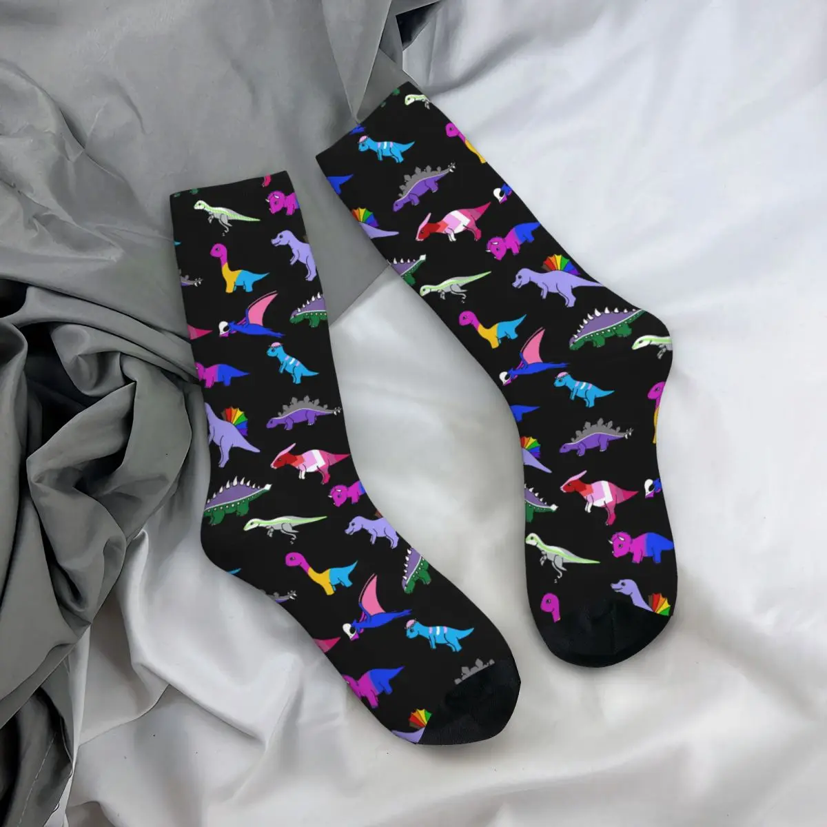 Funny Crazy Sock for Men Pride LGBT Gay Hip Hop Harajuku Dinosaurs Happy Quality Pattern Printed Boys Crew Sock Casual Gift