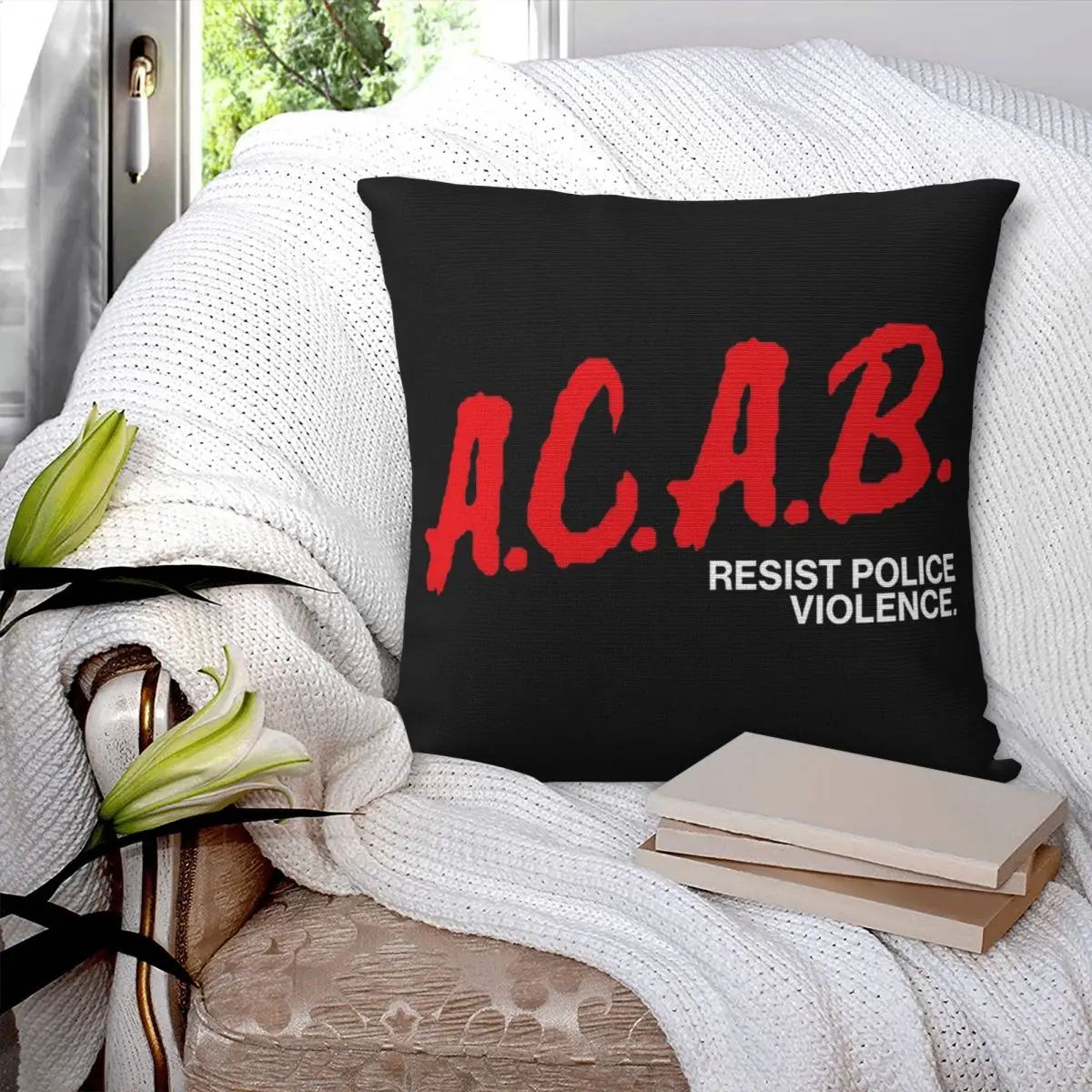 A.C.A.B Resist Police Violence Square Pillowcase Pillow Cover Polyester Cushion Decor Comfort Throw Pillow for Home Sofa