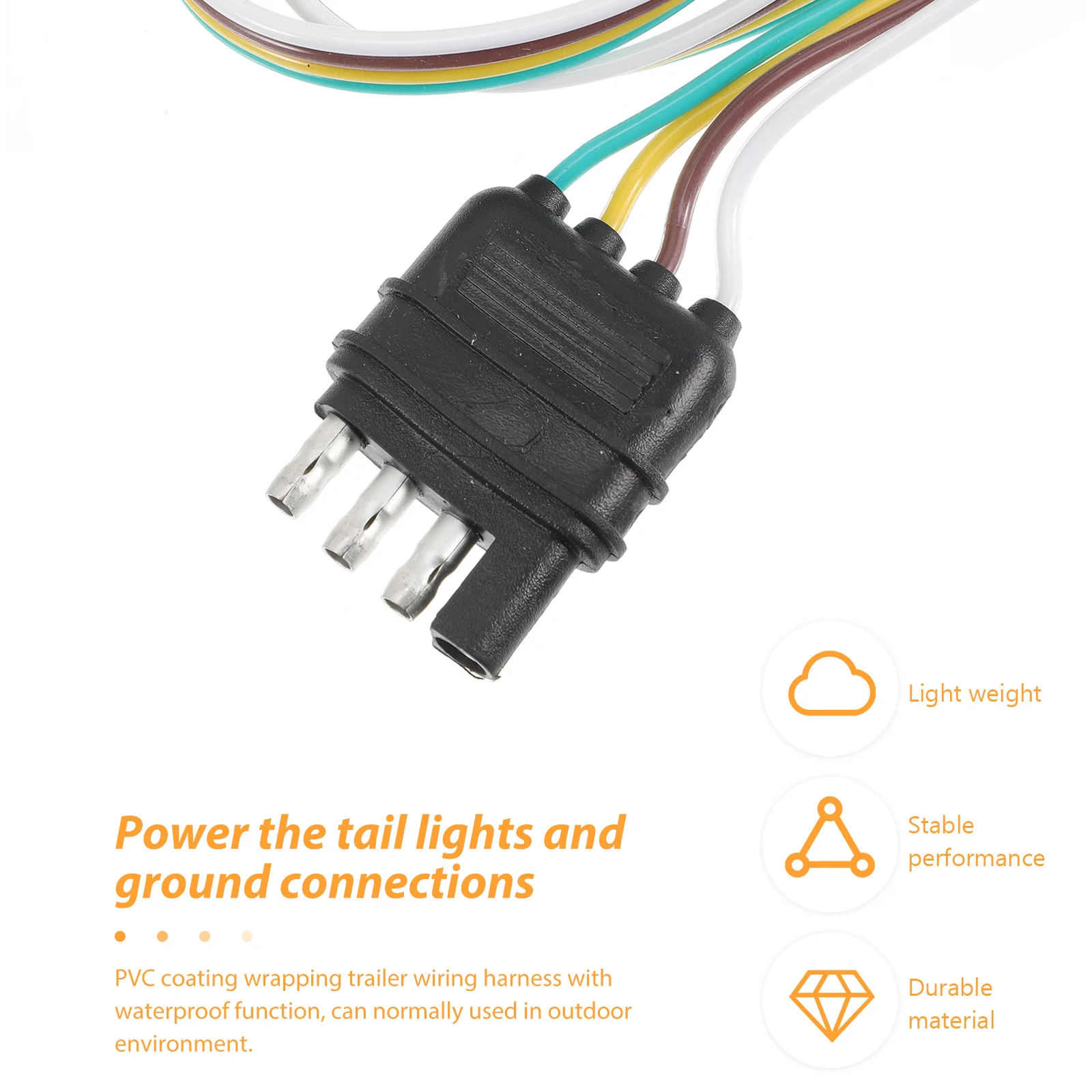 Kit de cableado para remolque, enchufe de luz, Conector de 4 pines, arnés de cables Universal de 4 vías para luces de remolque