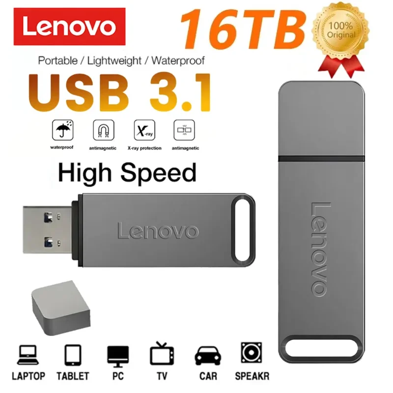 레노버 USB 3.0 고속 펜드라이브, 메탈 Cle USB 플래시 드라이브, 휴대폰 컴퓨터용 휴대용 SSD 메모리 펜 드라이브, 16TB, 8TB, 4TB, 2TB