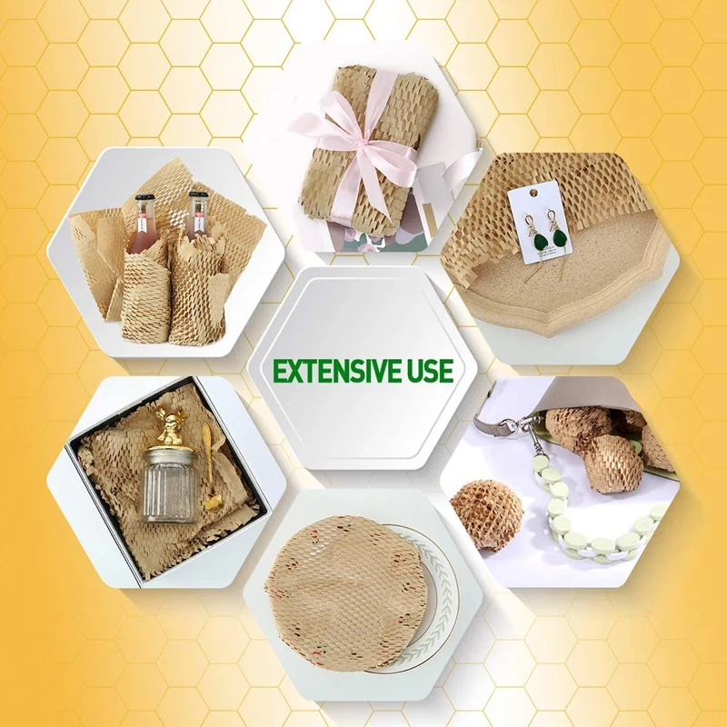 Recycled Packing Wrap 15X100 Inch Eco Honeycomb Wrapping Paper For Gift & Moving Replacing Bubble Moving Packaging