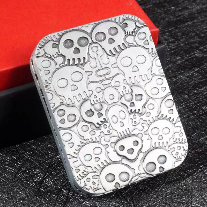 Edc metal fidget slider crânio padrão magnético poker push card estresse ansiedade alívio brinquedos para adultos coisas legais para o homem