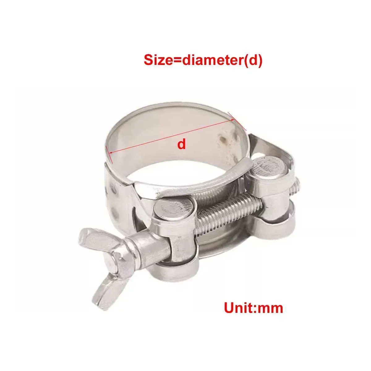 

304 Stainless Steel Hand Twisted Strong Clamp/Butterfly Thickened Pipe Clamp/Fixed Water Pipe Clamp, 19mm-252mm