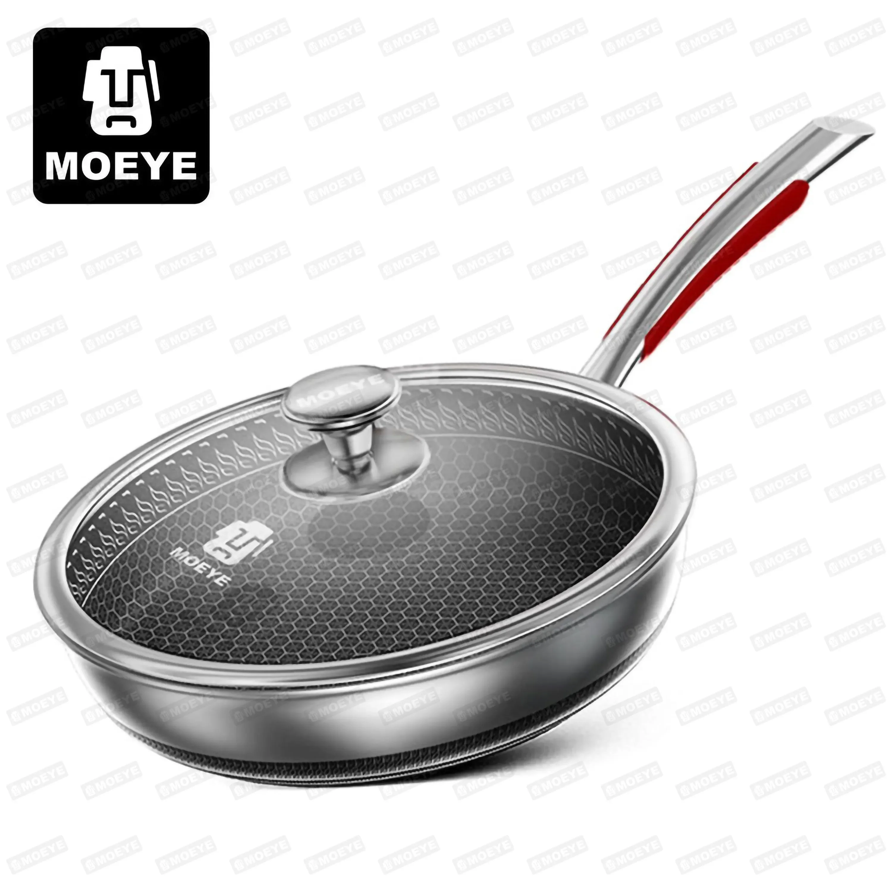 MOEYE Nonstick Frying Pan 316L Medical Antibacterial Stainless Steel Pan 28/30/32cm Kitchen Nonstick Cooking Induction Pan