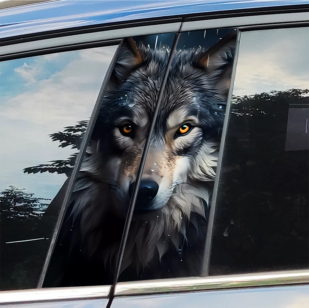 Cool Wolf Car Stickers Auto B Pillar Waterproof Center Column Decoration Cover Scratches DIY Car Doors Pillar Decals Accessories view 5