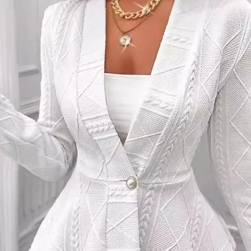 Lady Suit Coat Fashion Long Sleeve V Neck Button Coats Tops For Women Holiday Office Solid Women's Clothing Spring Autumn New