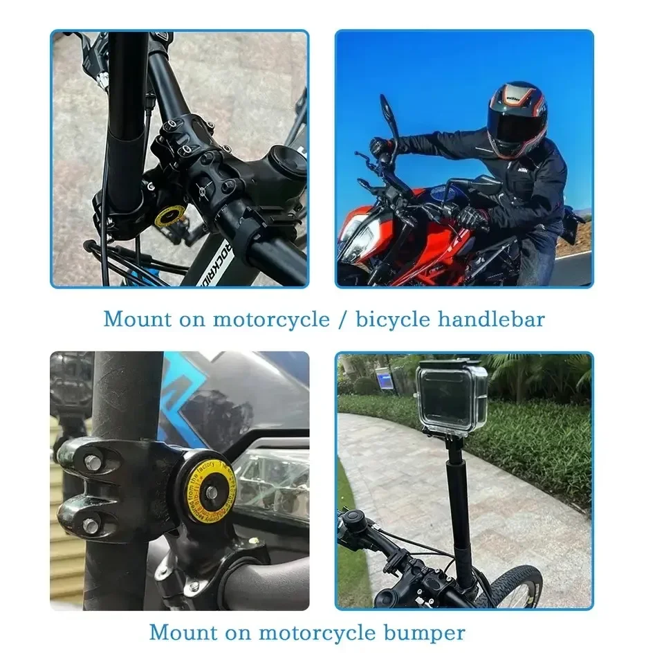 for Insta360 X3 X4 Motorcycle Bicycle Bracket with Invisible Selfie Stick for GoPro Hero12 11 10 DJI Action Cameras Accessories