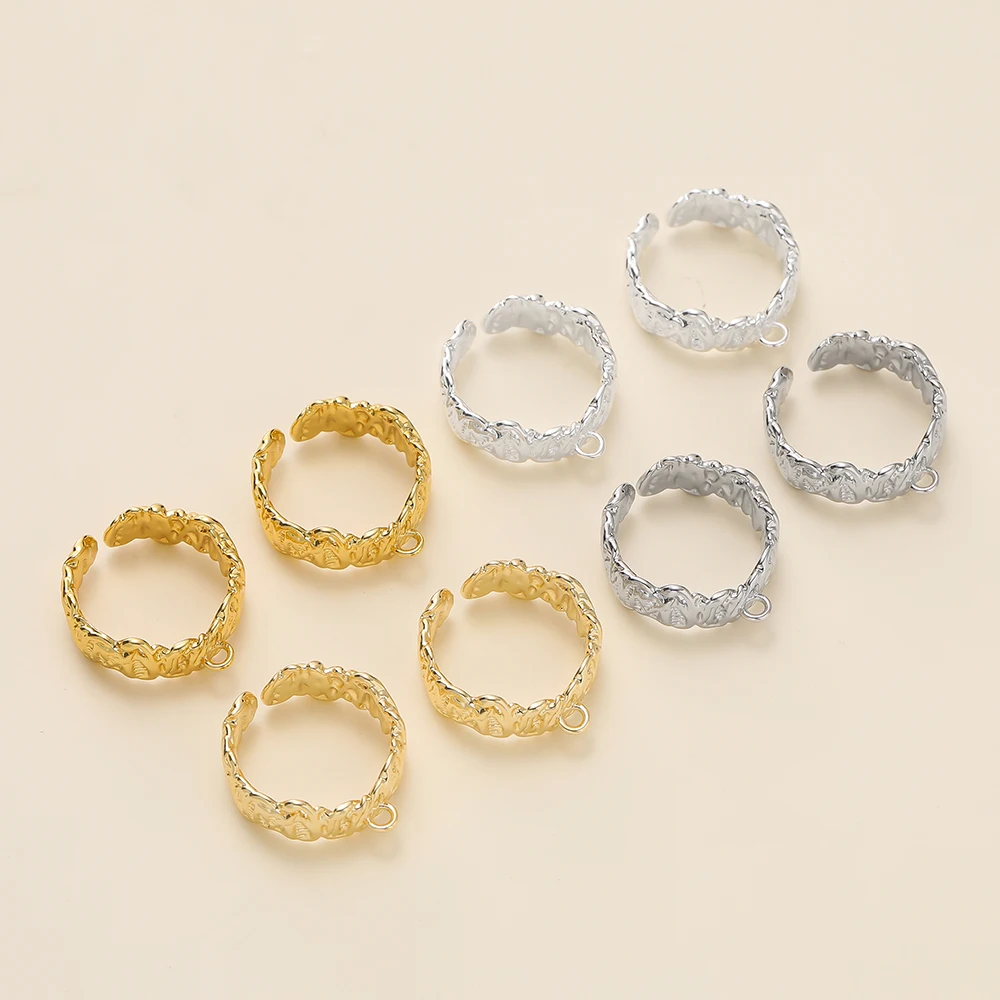 

2Pcs/Pack 14/18K Gold Plated Irregular Open Split Ring for Handmade DIY Ring Setting Jewelry Making Supplies Accessories