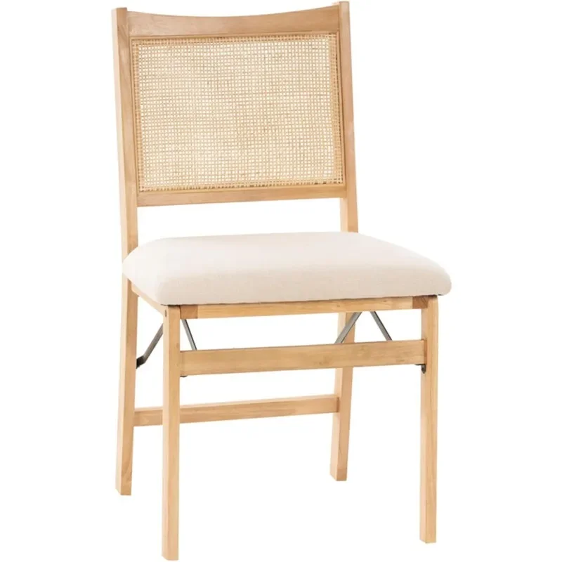 Kasi Beige Rattan Cane Folding Foldable Dining Side Chair,