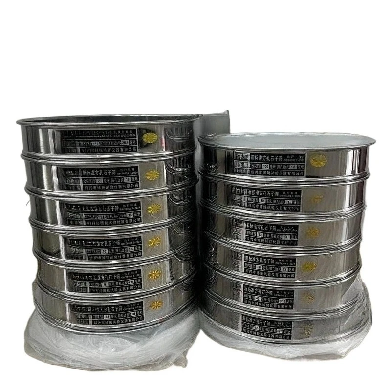 Manual screening test of standard strip sieve gravel soil