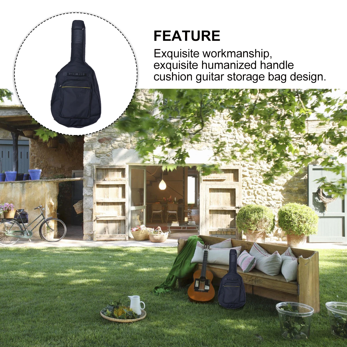 

40 41 Inch Waterproof Folk Guitar Bag Oxford Cloth Double Straps Backpack Small Pocket Breathable Decompressed Back Pad