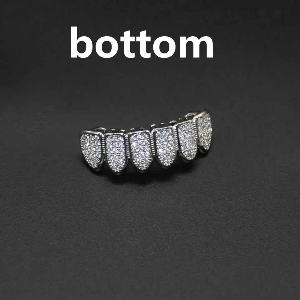 歯 Grillz セットユニセックストップボトム口シルバーカラーの歯グリル