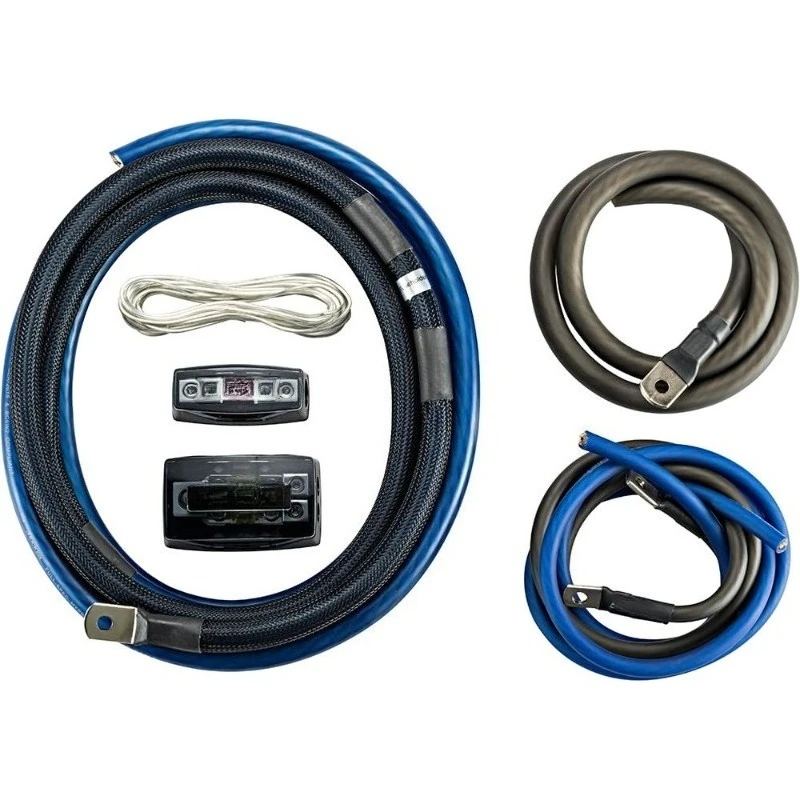طقم طاقة مضخم مزدوج 1/0 AWG مجموعة أسلاك كاملة مع كتلة الصمامات وسلك التحكم عن بعد #1