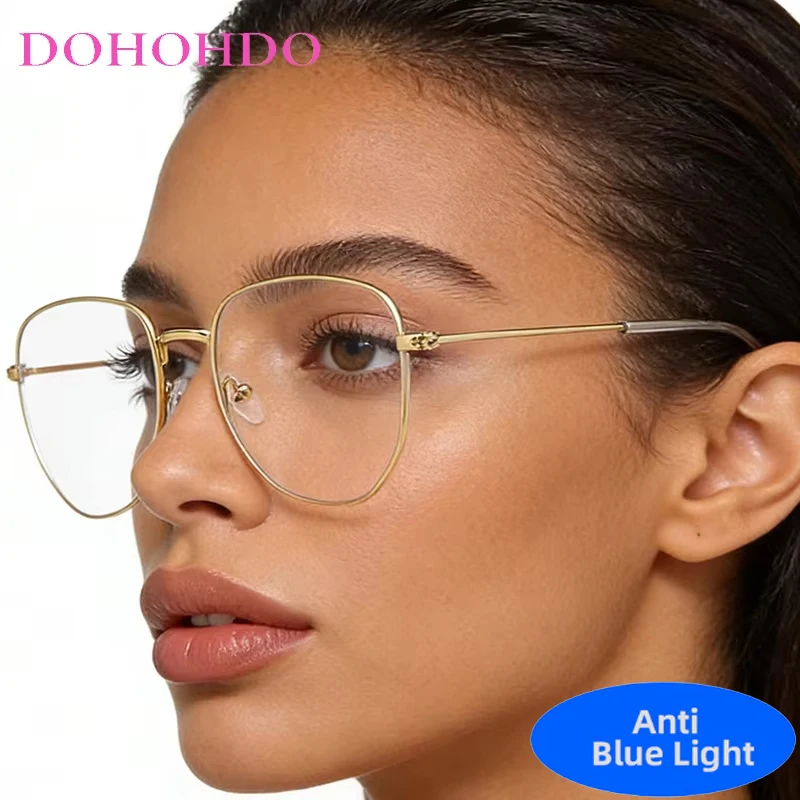 

Luxury Brand Designers Metal Small Square Blue Light Blocking Glasses Women Men Optical Spectacle Protection Computer Eyeglasses