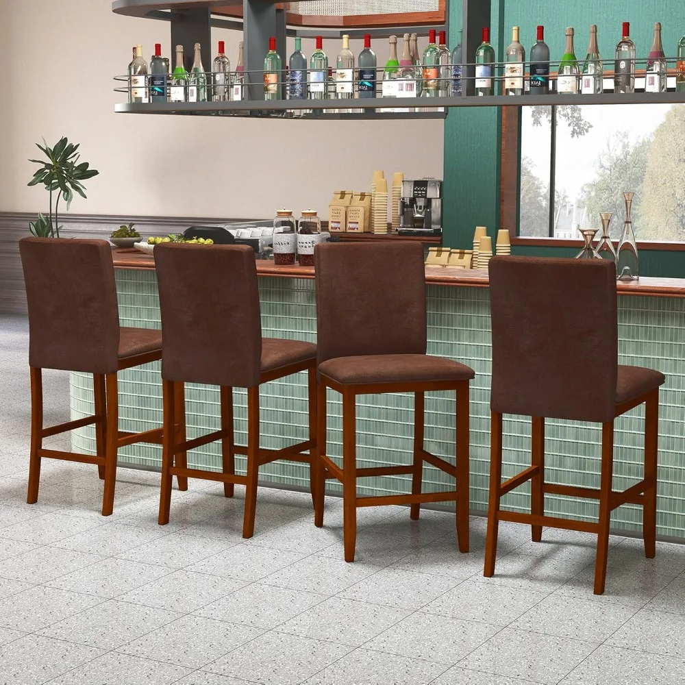 

Counter Barstools Set of 4, 26 Inch Counter Height Stools with Upholstered Seat & Backrest, Armless High-Top Chairs.