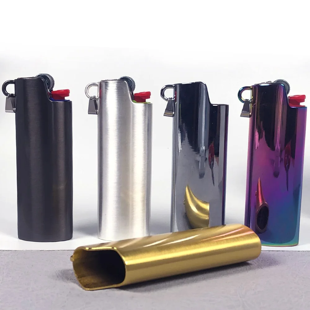 Metal Full Size Lighter Case With Key Ring For Necklace Pendant Hip Hop Jewelry Class Size Bic J6 Lighter Sleeve Cover Hold