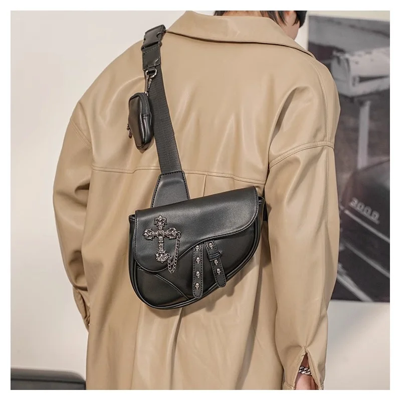 Korean Style Men Shoulder Bags Retro Men Crossbody Bags Fashion Man Side Bag Leather Male Saddle Bags