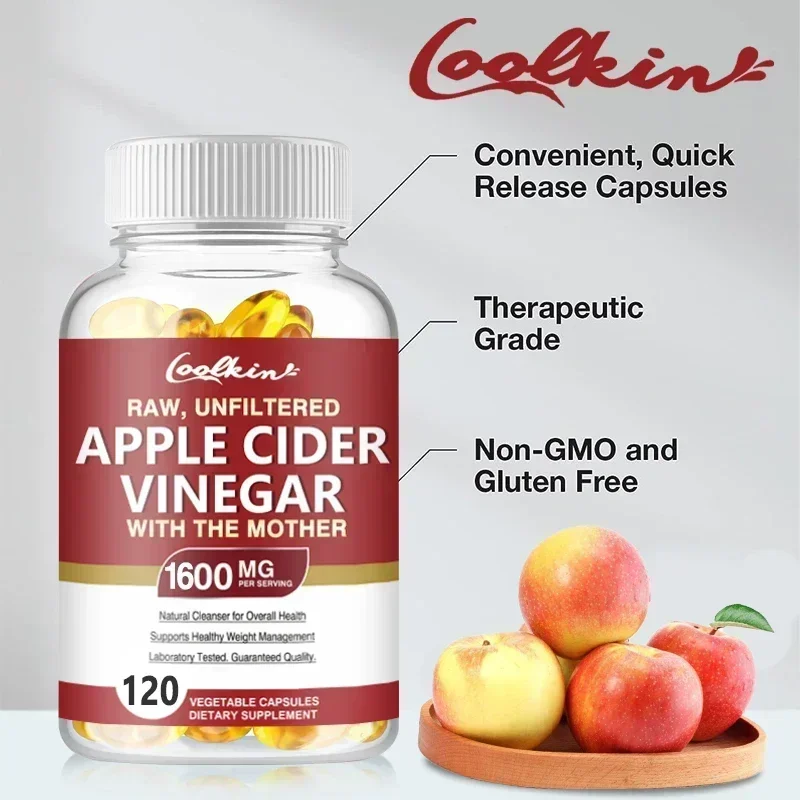 Apple Cider Vinegar Capsules - Weight Management, Digestion, Detoxification and Immunity Relieve Gas and Bloating