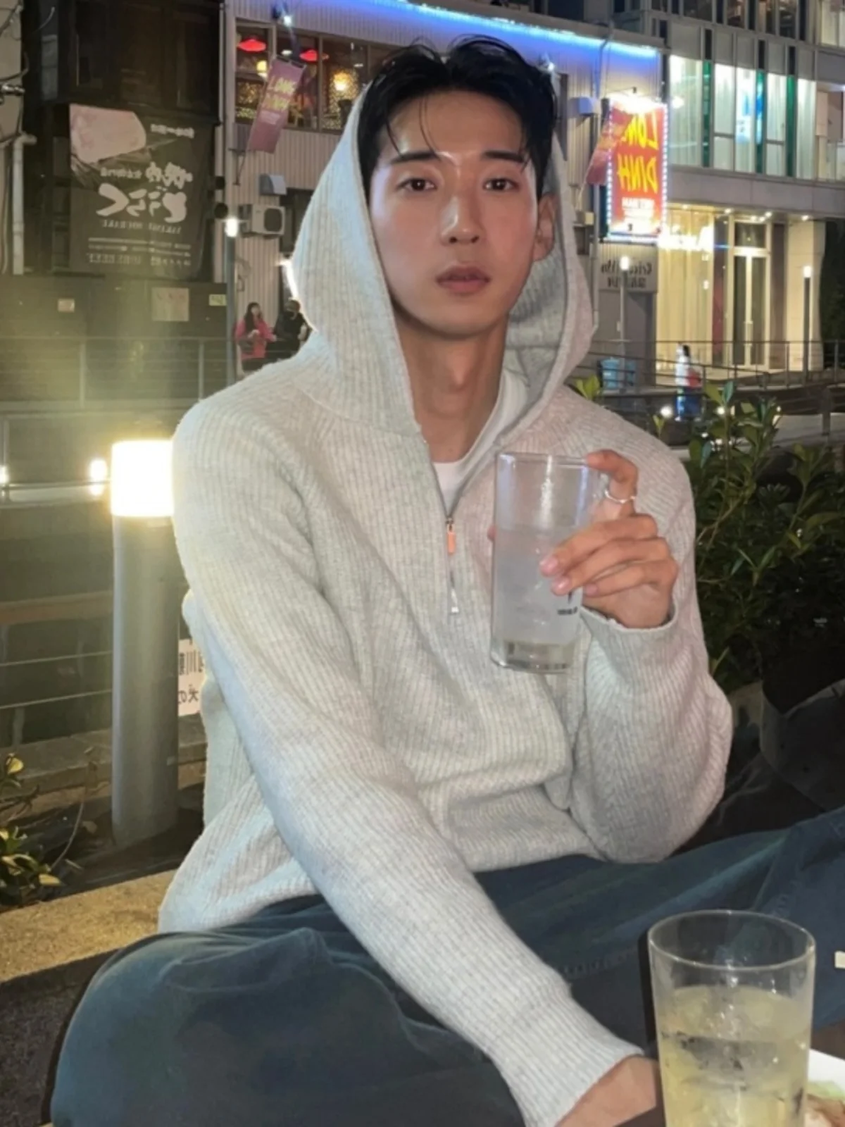 

Korean Sle Loose Men's Knitted Hoodie f Zip oulder Sve Spring Autumn Color Casual Long Sve Sweater