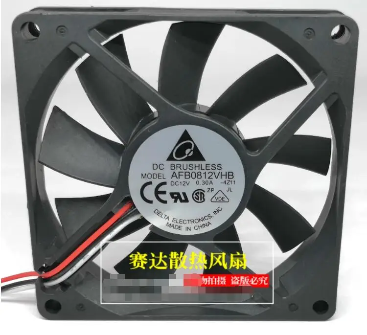 

Delta Electronics AFB0812VHB 4Z11 DC 12V 0.30A 80x80x15mm 3-Wire Server Cooling Fan