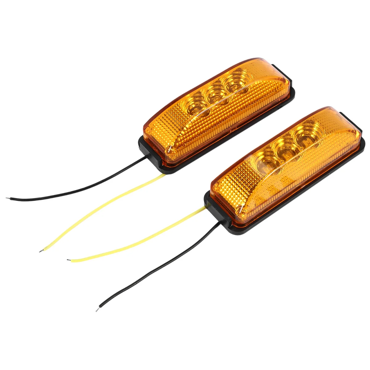 2 Pcs 3.9 Inch 3 Leds Truck Trailer Front Rear Led Side Marker Light Indicator Lamp Rock Light for Trailer Boat-Amber