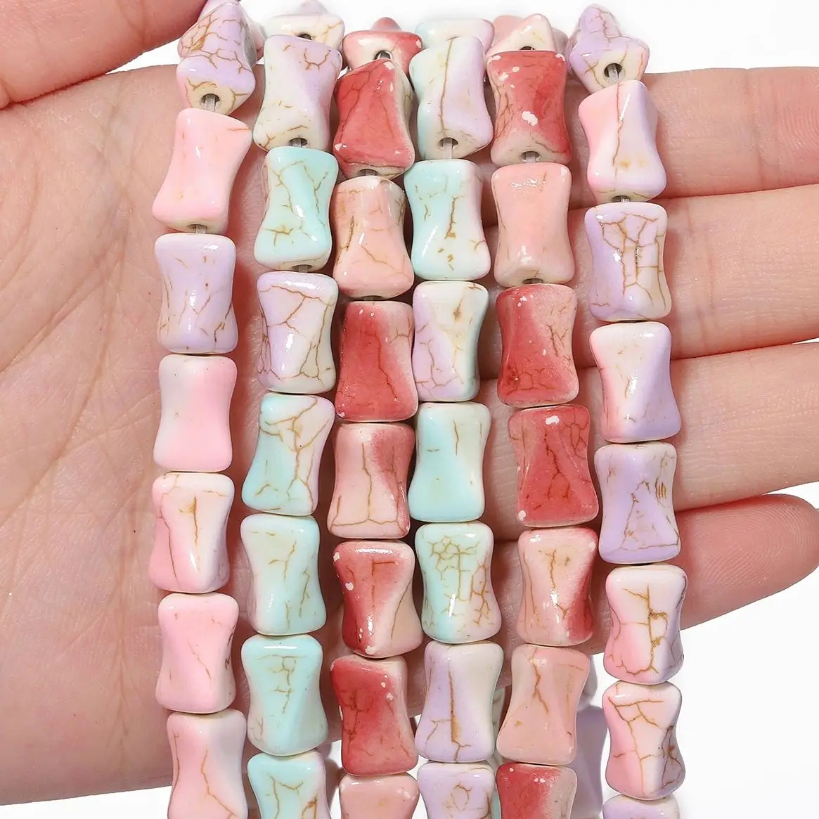12.5x8mm Irregular Column Shape Natural Turquoise Stone Beads Candy Color Scheme Howlite Beads for DIY Jewelry Making Accessory