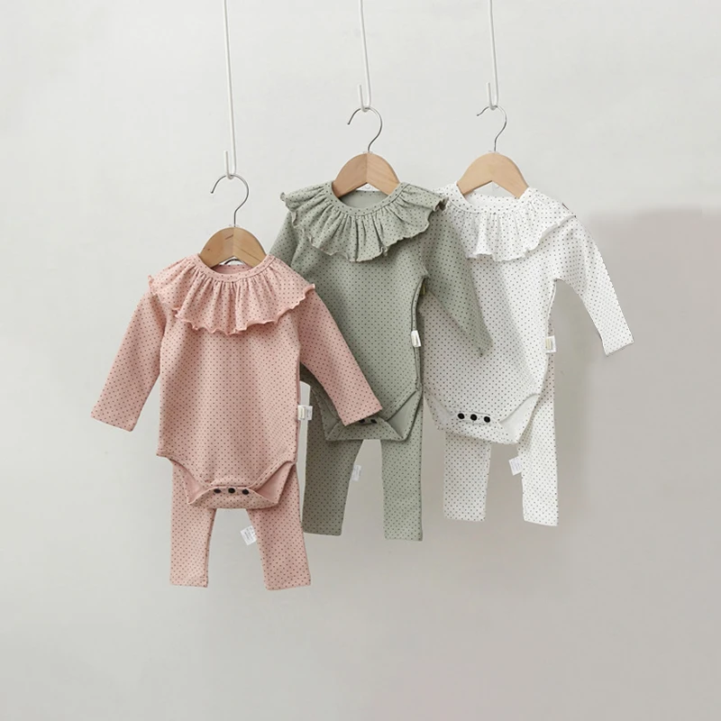 3Pcs Baby Girl Clothes Soft Cotton Bodysuit + Pants + Bib Baby Homewear Newborn Baby Girl Clothes Sets