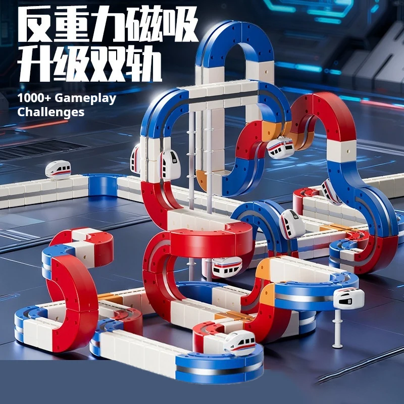 Tren eléctrico de alta velocidad, montaje magnético, juguete DIY, modelo educativo de pista de desviado por gravedad, juego de coche sin Radio controlado
