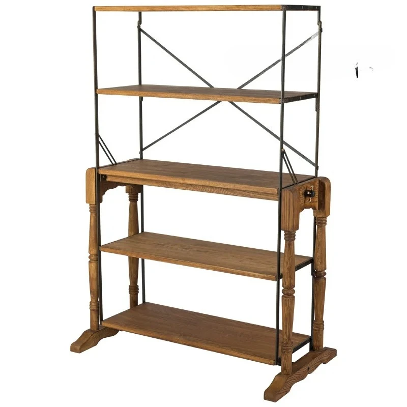 

Складная деформационная полка в стиле ретро, многофункциональная креативная многослойная полка для демонстрации из цельного дерева