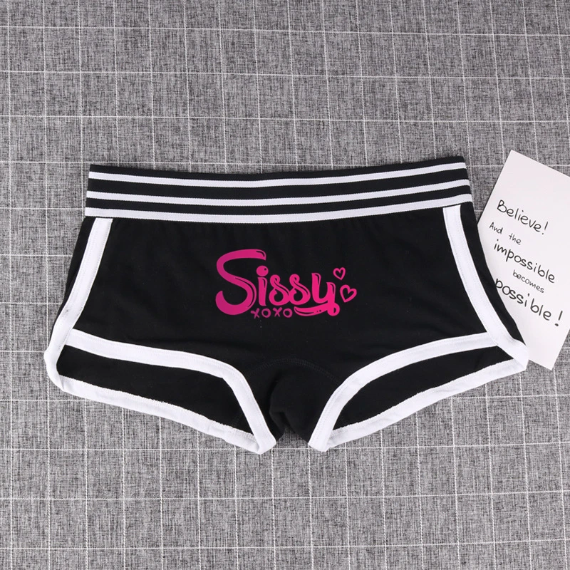 SISSY Pink Letter Underwear for Women Cotton Boyshorts Girls Gift Women Boxer Shorts Girl Panties Breathable Women\'s Intimates