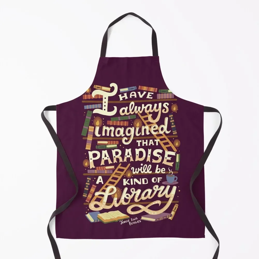 

Library is Paradise Apron Kitchen And Household Goods kindergarten teacher Hairdressing Hairdresser Accessories painters Apron