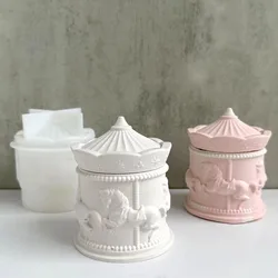 Concrete Storage Box Silicone Mold DIY Carousel Crystal Epoxy Plaster Jewelry Gift Box Making Craft Molds Home Decor Supplies