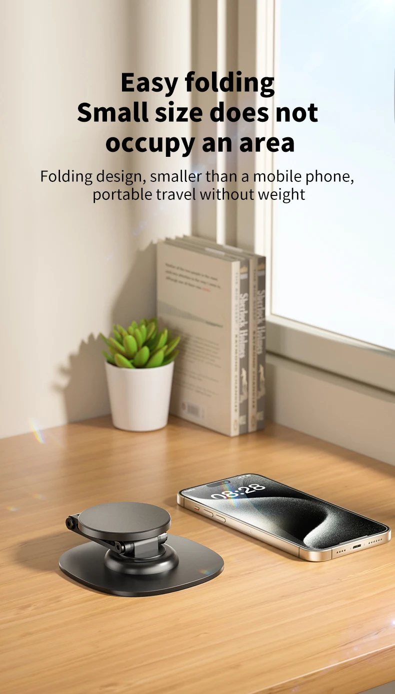 ZEKA Metall-Schreibtisch-Telefonhalter N52 Magnetisch Faltbar 360° ° Drehbarer Ständer für iPhone MagSafe iPad Tablet – Detail 11