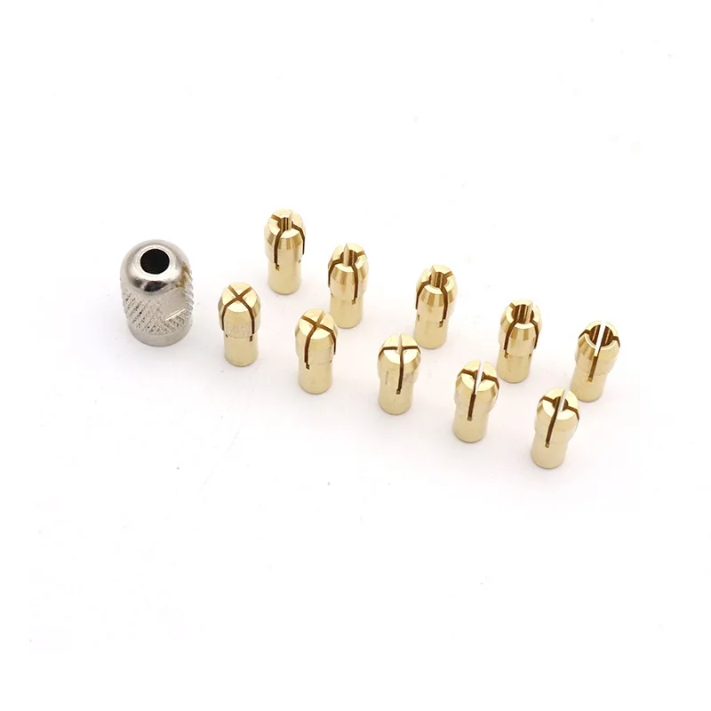 Mini Brass Drill Chucks 0.5-3.2mm For Electronic Dremel Collet Clamp Set Combination 4.2/4.8mm Shank Power Chuck Rotary Tool