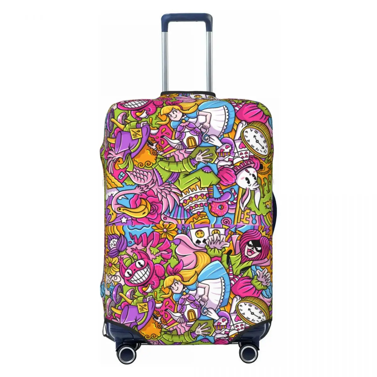 

Custom Cheshire Cat Alice In Wonderland Manga Suitcase Cover Dust Proof Cheshire Cat Luggage Covers Protector for 18-32 inch