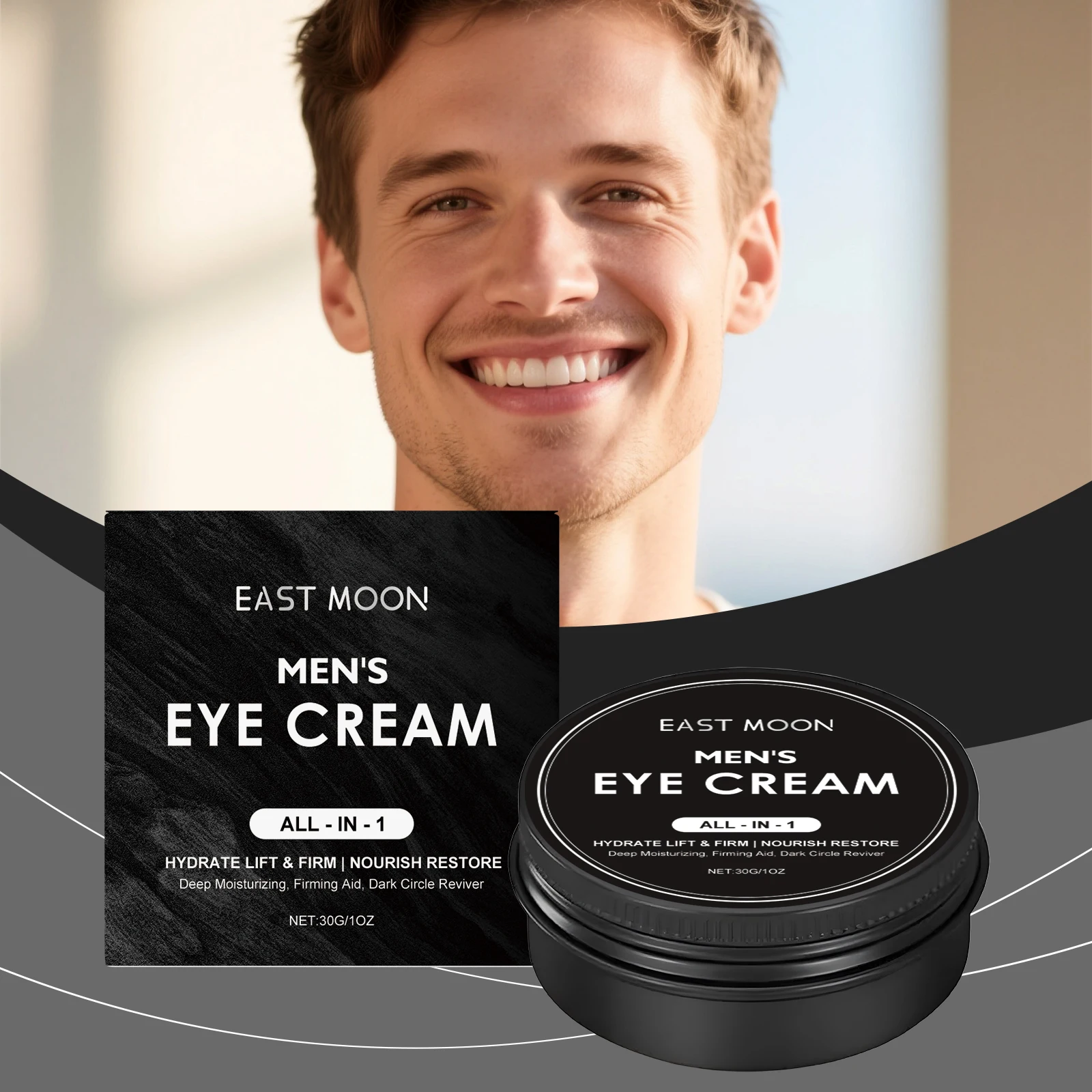 East Moon Men's Hydrating Eye Cream: Provides Hydration & Moisture,Diminishes Dry Fine Lines in the Eye Area, Unscented & Gentle