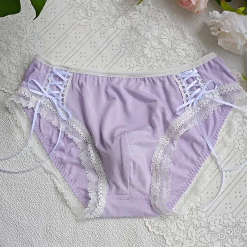 Low Waist Lace Men's Underwear Cute Sweet Modal Panties Lntimates Traceless Quick Dry Lingerie Comfortale Breathable Briefs