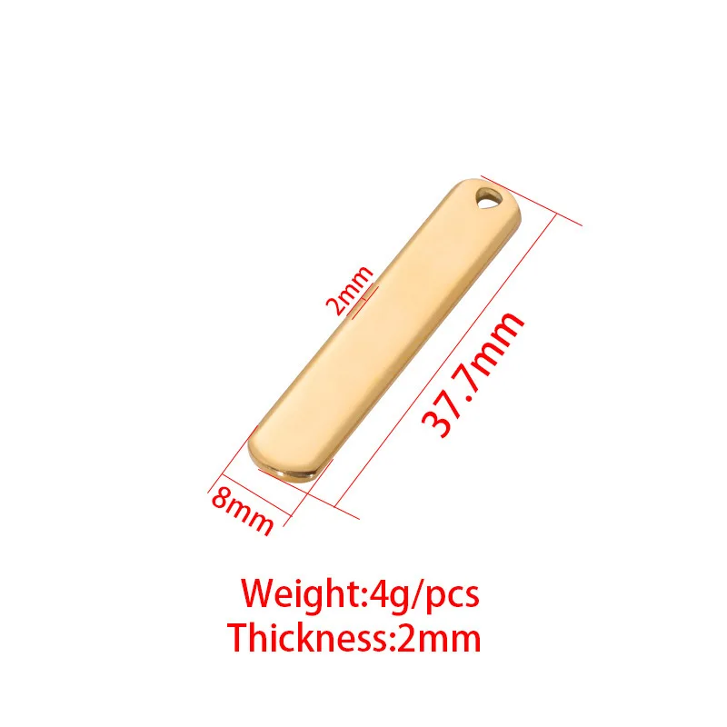 

30pcs 38x8mm Mirror Polished Stainless Steel Geometric Electroplated DIY Necklace Rectangular Solid Rod Pendant Accessories