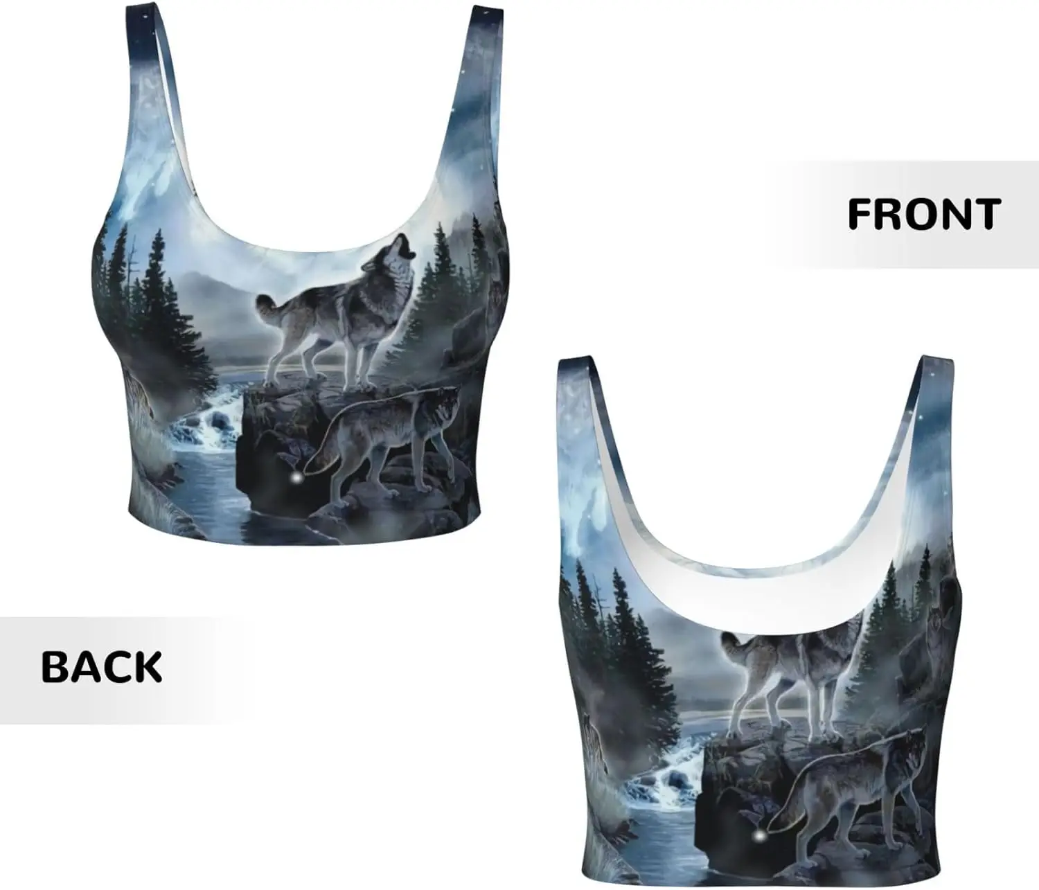 Colete utilitário feminino com estampa de lobo Colete esportivo Colete de treino de ioga para mulheres verão leve