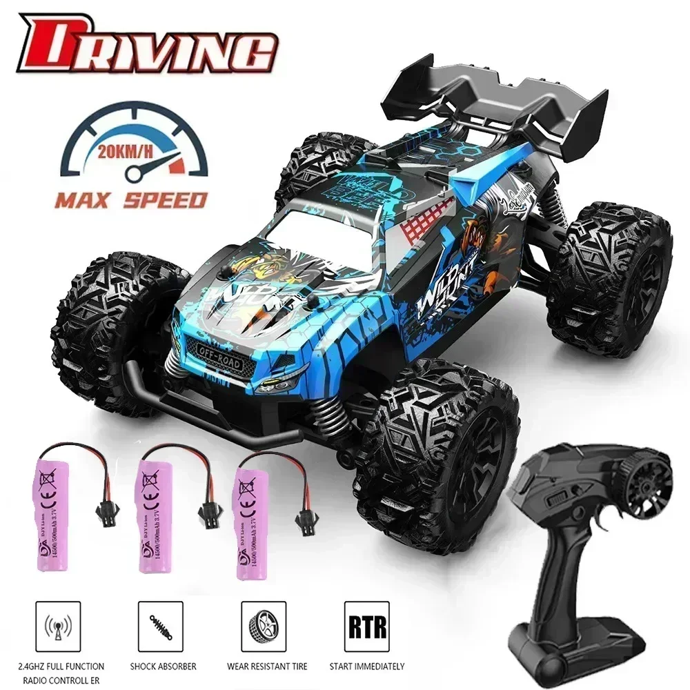 대형 RC 트럭 독립 완충기 충돌 방지 자동차, 파워 모터, 2.4G 2WD RC 드리프트 자동차, 성인 어린이 장난감 선물, 20 Km/h 