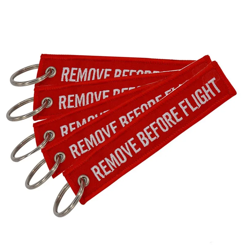 10Pcs Remove Before Flight Keychain Embroidery Keyring Aviation Gifts Key Fob Car Key Ring